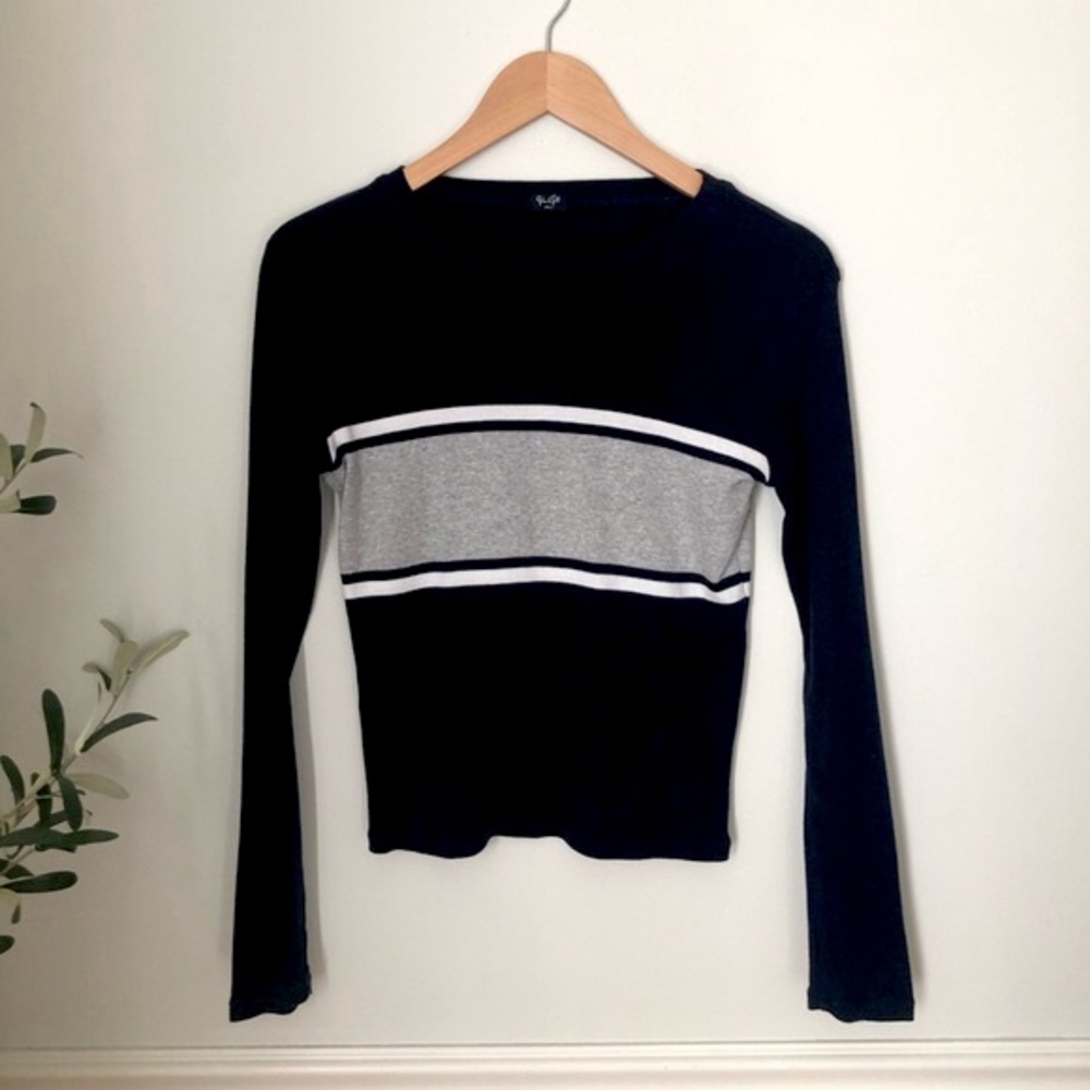 Brandy Melville- John Galt Navy with gray stripe  long sleeved top